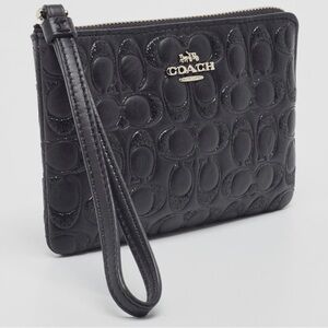 Coach Black Signature Glitter Embossed Leather
Wristlet Clutch